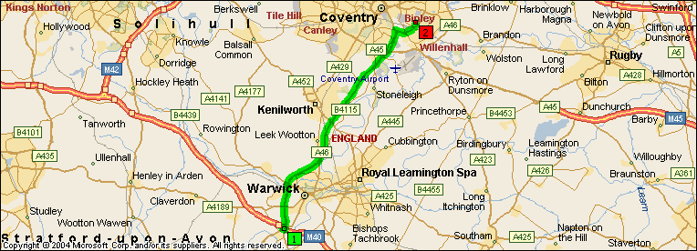 This is a map displaying the route from the M40 (junction 15) to our office