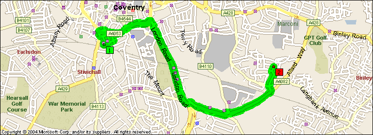  This is a map displaying the route from Coventry Rail Station to our office